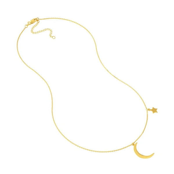 Crescent Moon with Star Dangle Necklace