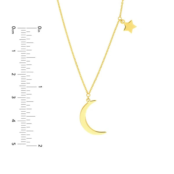 Crescent Moon with Star Dangle Necklace