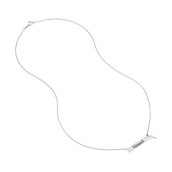 Plated Sterling Silver Blessed Mini Bar Necklace
