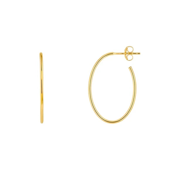 28mm x 19.5mm Oval Post Hoop Earrings