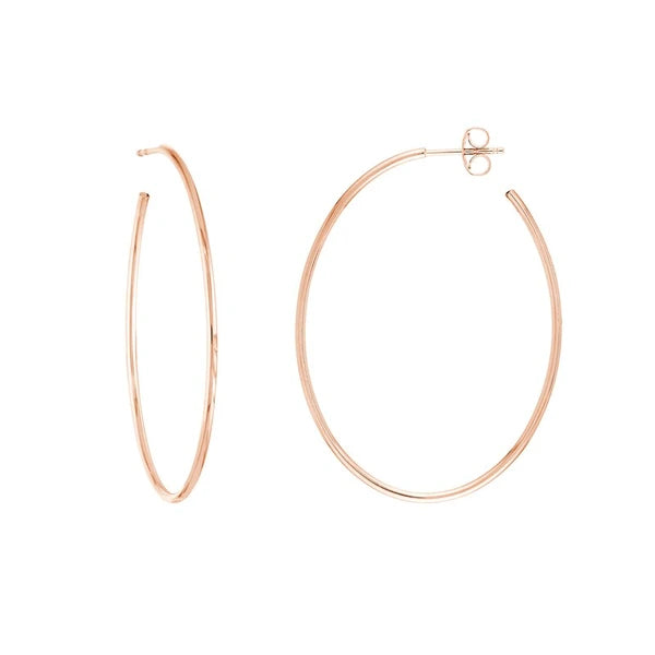 41.50mm x 31.50mm Thin Oval Post Hoop Earrings
