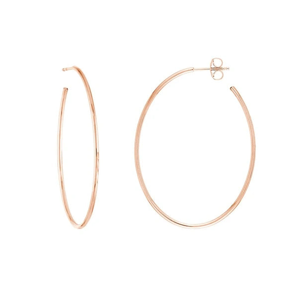 41.50mm x 31.50mm Thin Oval Post Hoop Earrings