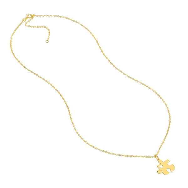 Puzzle Piece with Heart Adjustable Necklace