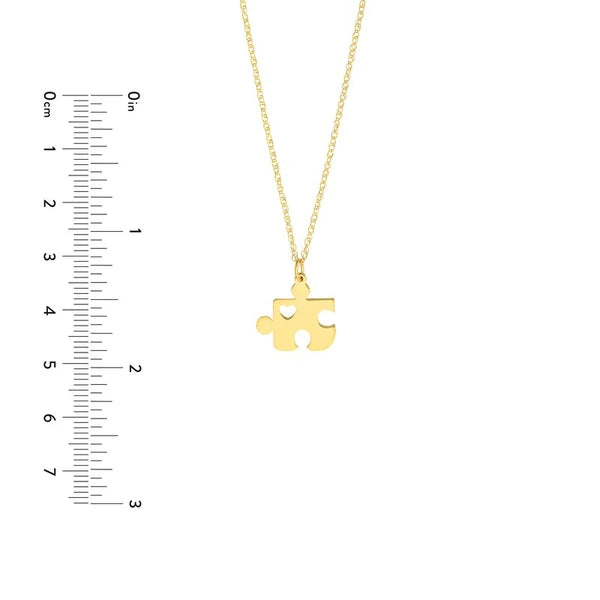 Puzzle Piece with Heart Adjustable Necklace