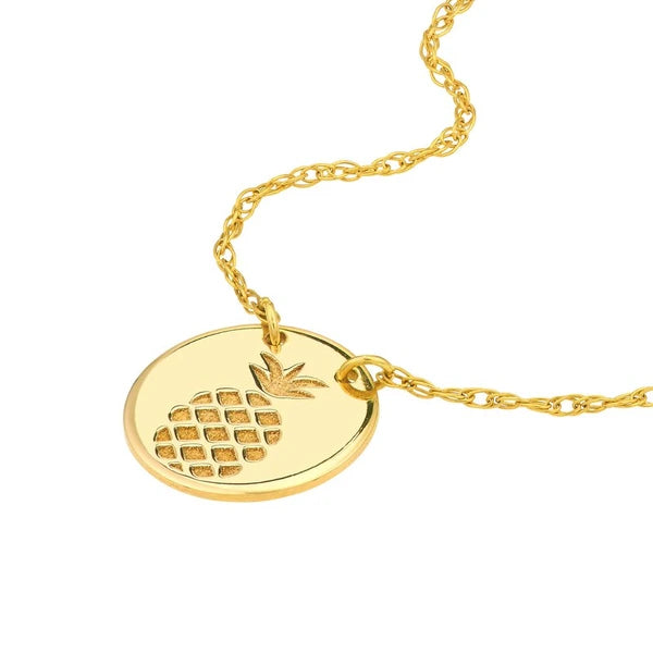 So You Etched Pineapple Mini Disc Necklace