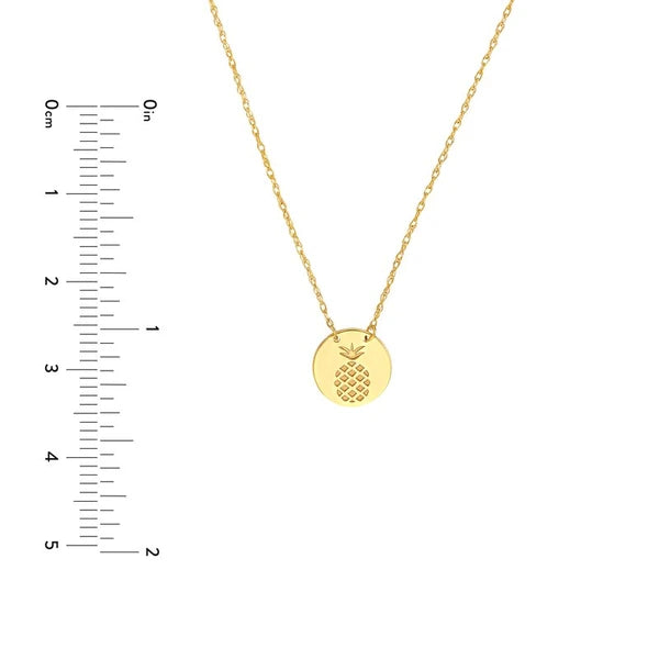 So You Etched Pineapple Mini Disc Necklace