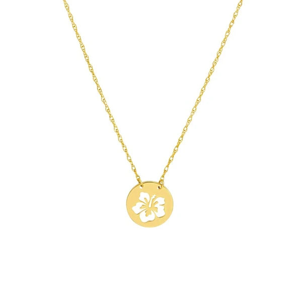So You Cutout Flower Mini Disc Necklace