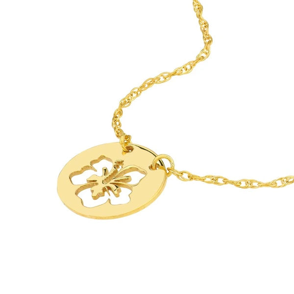 So You Cutout Flower Mini Disc Necklace