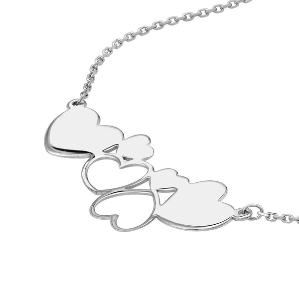 Plated Sterling Silver E2W Heart Cluster Necklace