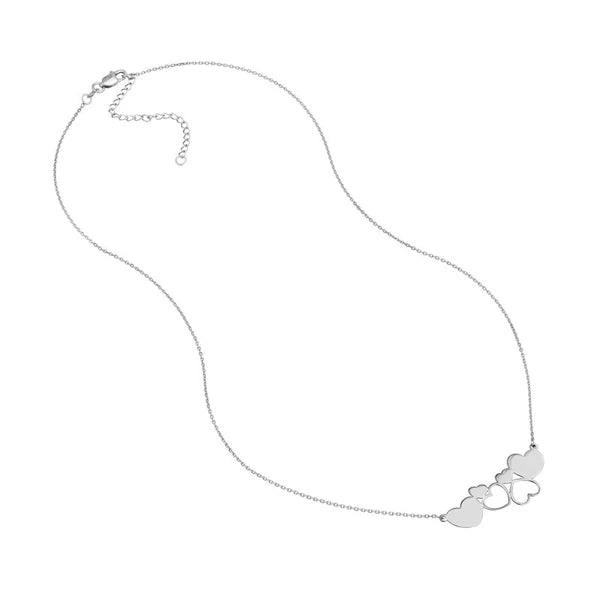 Plated Sterling Silver E2W Heart Cluster Necklace