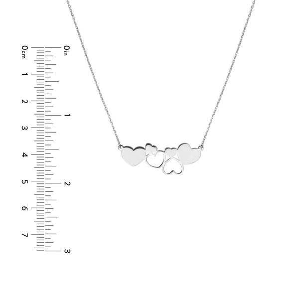 Plated Sterling Silver E2W Heart Cluster Necklace