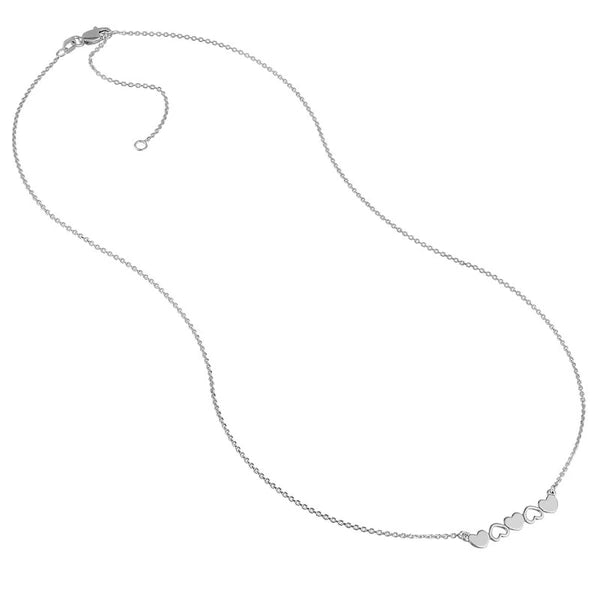 Solid and Open Hearts Bar Necklace