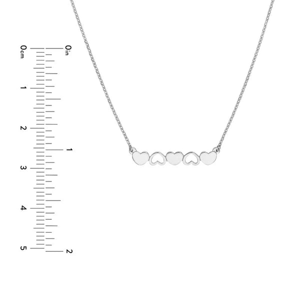 Solid and Open Hearts Bar Necklace