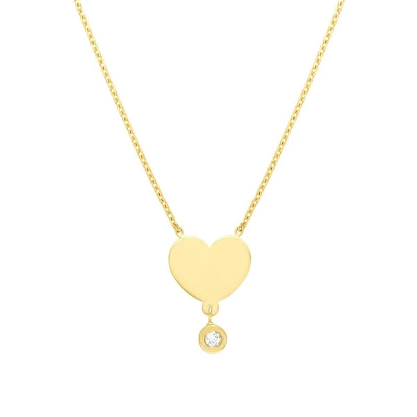 Heart with Diamond Drop Adjustable Necklace