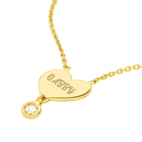 Heart with Diamond Drop Adjustable Necklace