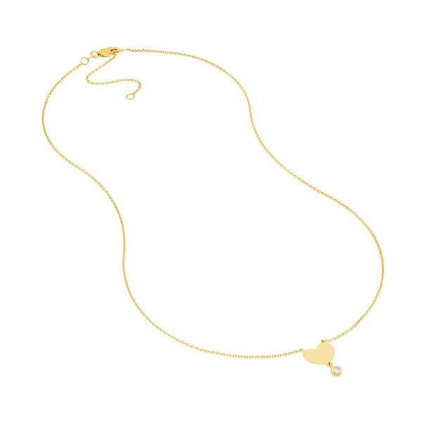 Heart with Diamond Drop Adjustable Necklace
