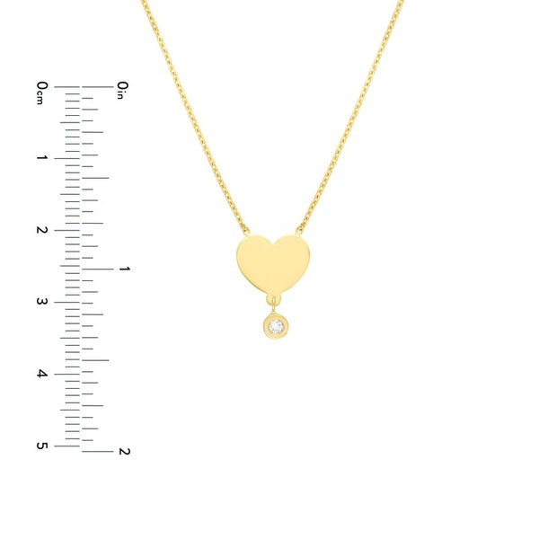Heart with Diamond Drop Adjustable Necklace