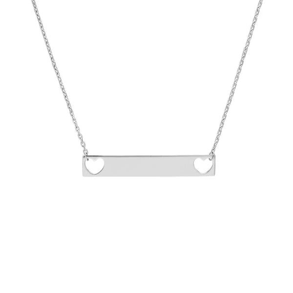 Plated Sterling Silver Mini Bar Necklace with Hearts