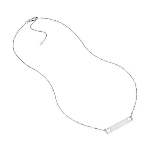 Plated Sterling Silver Mini Bar Necklace with Hearts