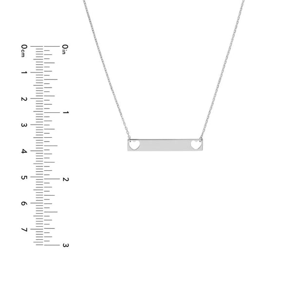 Plated Sterling Silver Mini Bar Necklace with Hearts