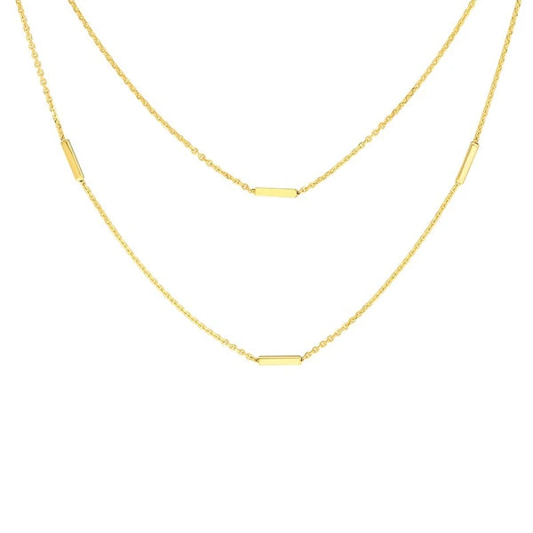 Double Stranded Bar Stations Choker Necklace