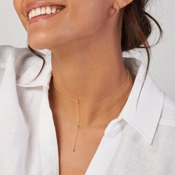 Two-Stranded Connecting Bead Dangle Necklace