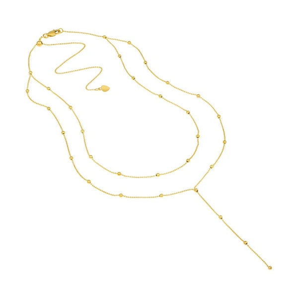 Double Stranded Bead Station Drop Necklace