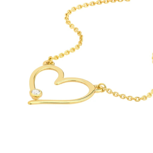 Open Heart with Diamond Adjustable Necklace