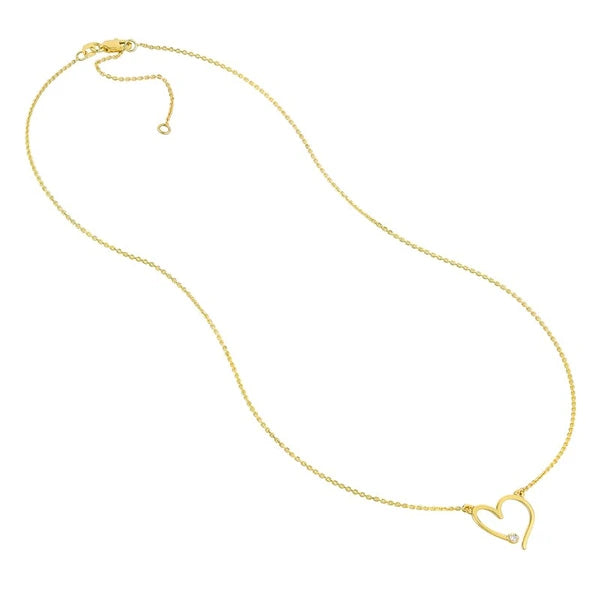 Open Heart with Diamond Adjustable Necklace