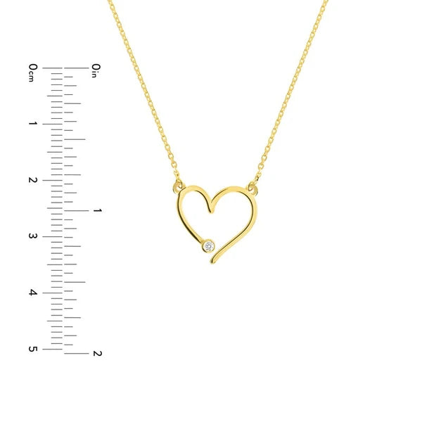 Open Heart with Diamond Adjustable Necklace