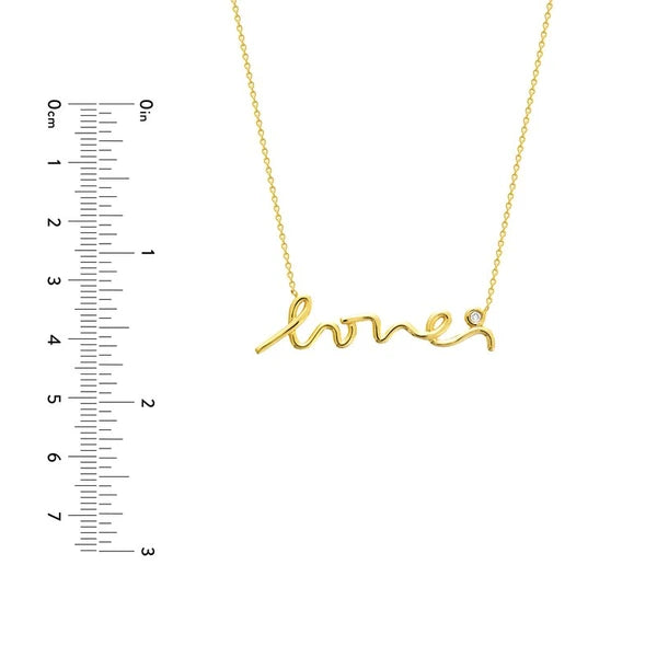 Cursive Love Necklace with 3pt Diamond