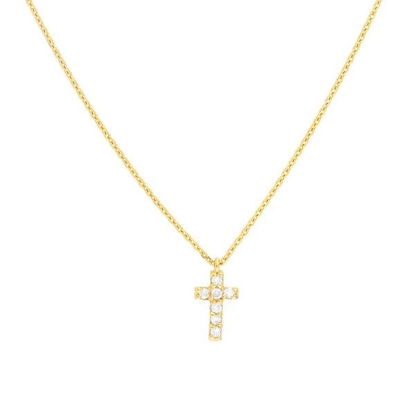 Diamond Mini Cross Adjustable Necklace