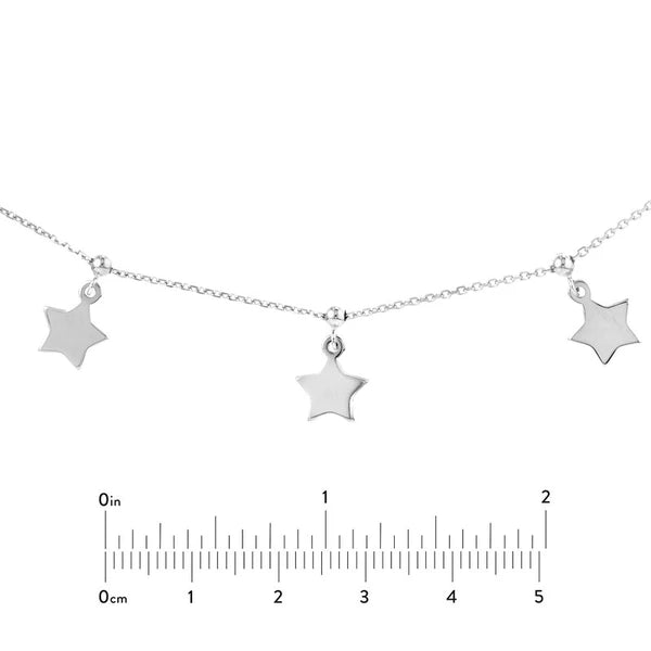 Sterling Silver Star Dangles Adjustable Choker