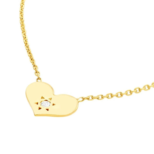 Heart with Diamond Adjustable Necklace