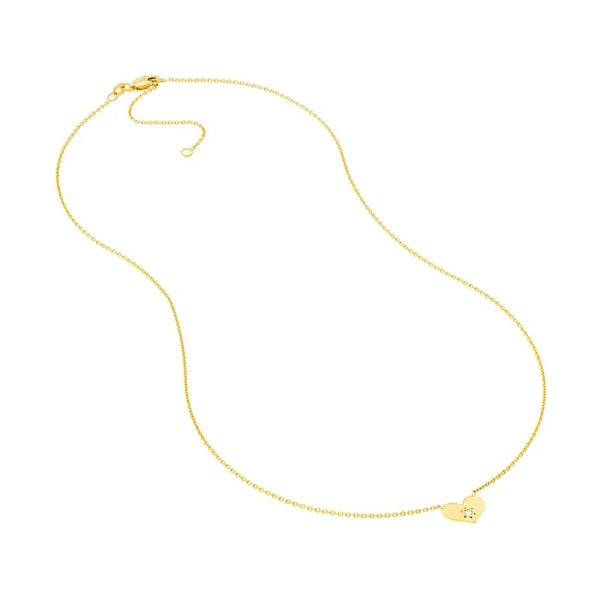 Heart with Diamond Adjustable Necklace