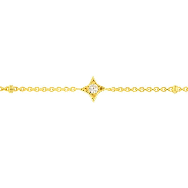 Diamond Star Bezels and Beads Bracelet