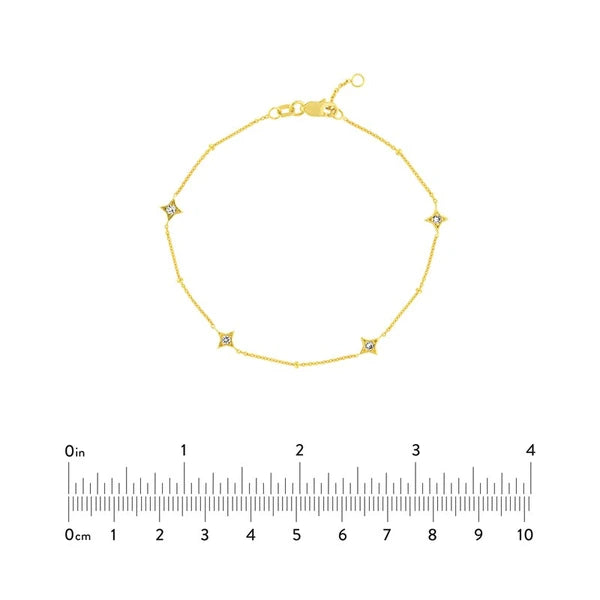 Diamond Star Bezels and Beads Bracelet