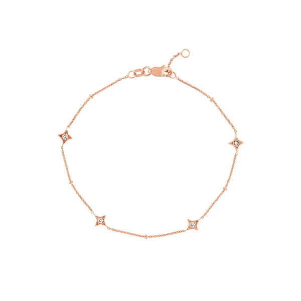 Diamond Star Bezels and Beads Bracelet
