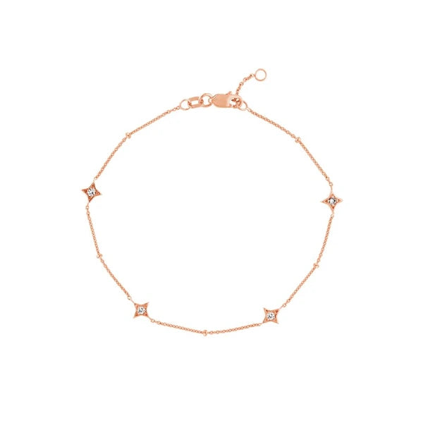 Diamond Star Bezels and Beads Bracelet