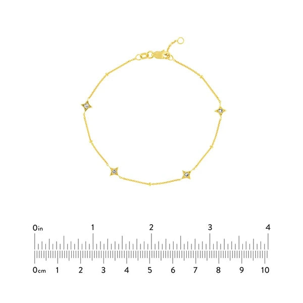 Diamond Star Bezels and Beads Bracelet