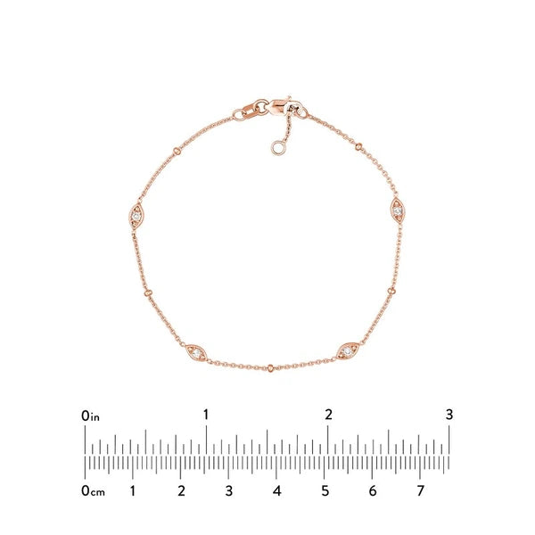 Diamond Marquise Bezels and Beads Bracelet