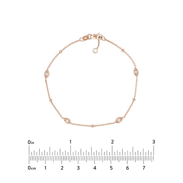 Diamond Marquise Bezels and Beads Bracelet