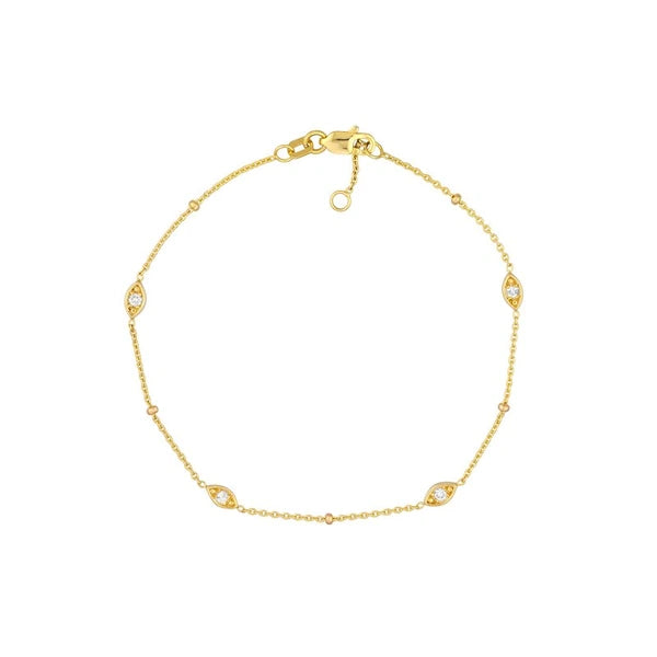 Diamond Marquise Bezels and Beads Bracelet
