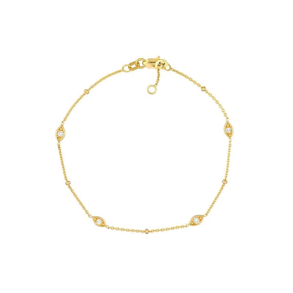 Diamond Marquise Bezels and Beads Bracelet
