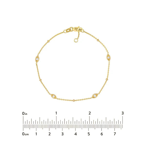 Diamond Marquise Bezels and Beads Bracelet