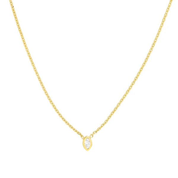 Mini Marquise Diamond Bezel Drop Necklace