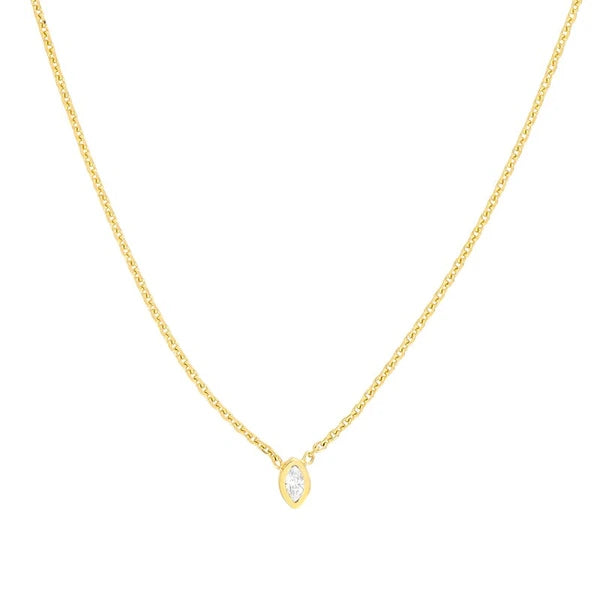 Mini Marquise Diamond Bezel Drop Necklace