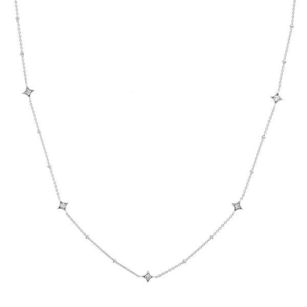Diamond Star Bezels and Beads Necklace