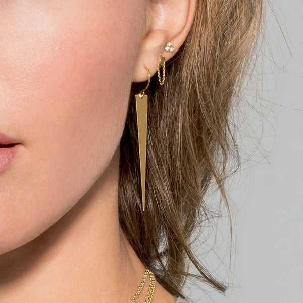 North Star Earrings with Chain Drape