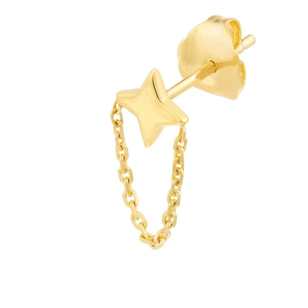North Star Earrings with Chain Drape